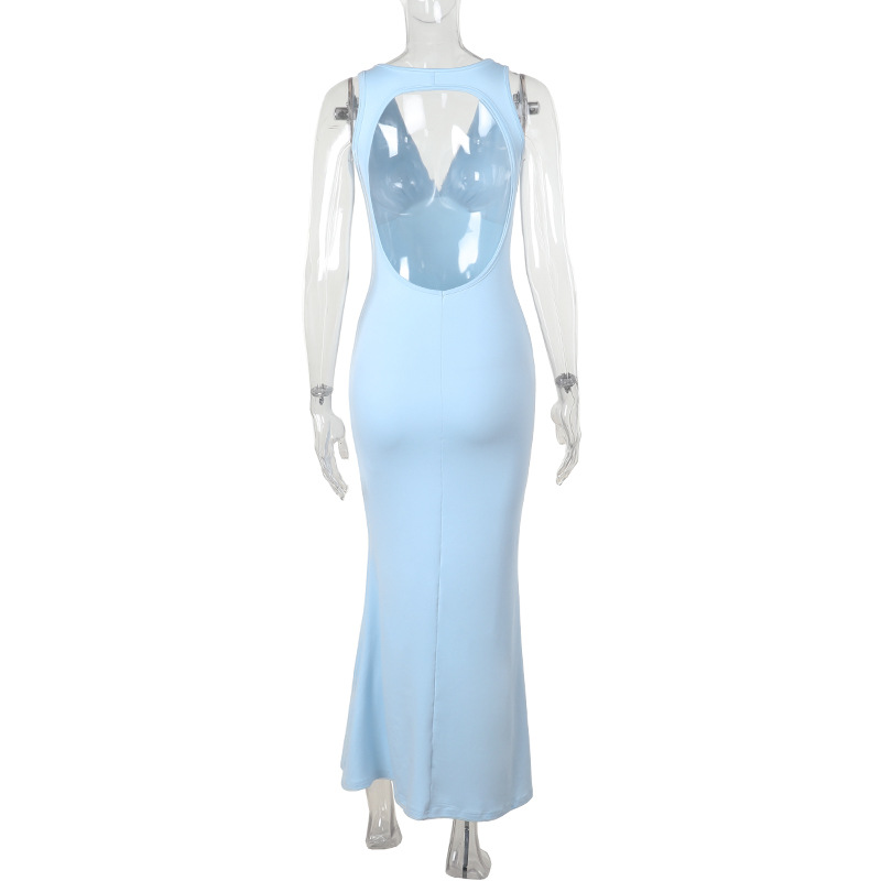 Women's Fashionable V-Neck Backless Bodycon Dress