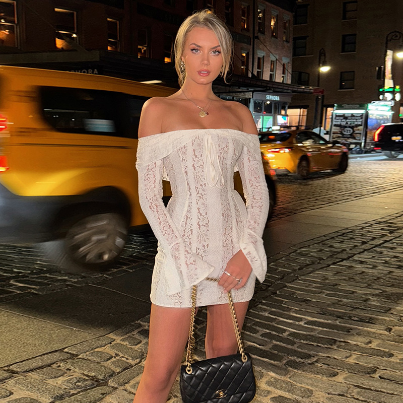 Sexy Lace Off-the-Shoulder Bodycon Dress 