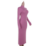 European Fashion Elegant Turtleneck Bodycon Long Sleeve Dress