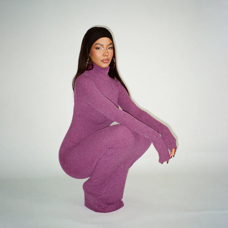 European Fashion Elegant Turtleneck Bodycon Long Sleeve Dress