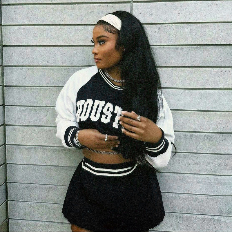2025 Fall Winter New Women's Baseball Hoodie & Mini Skirt Set