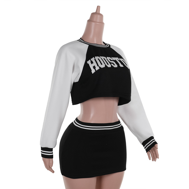 2025 Fall Winter New Women's Baseball Hoodie & Mini Skirt Set