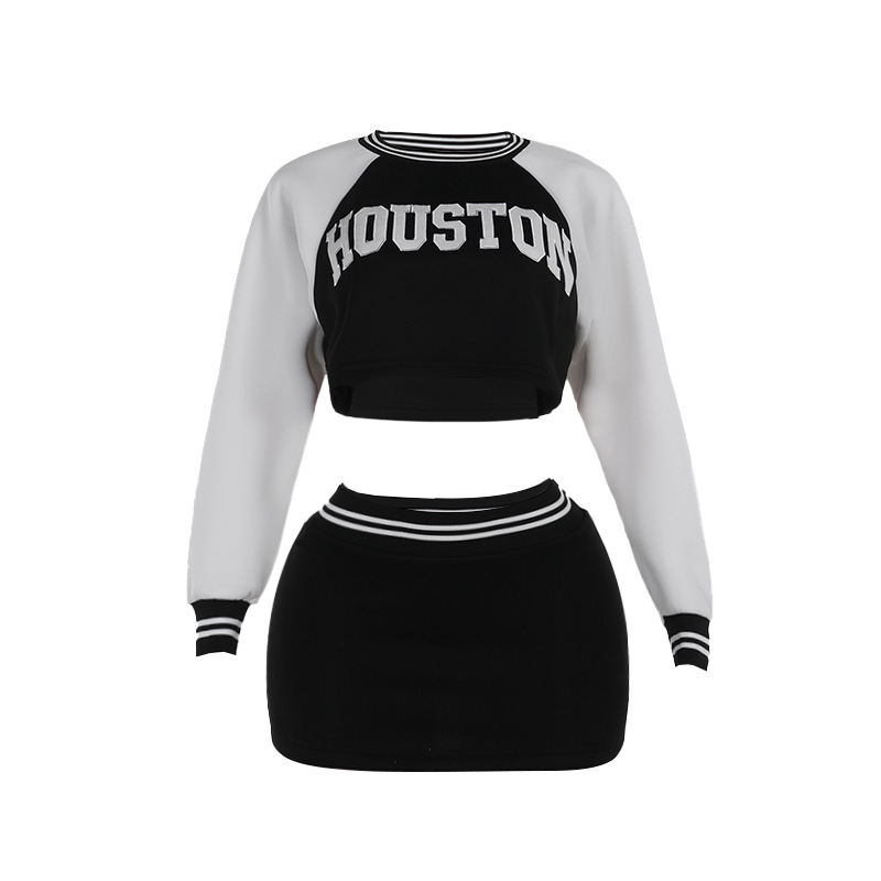 2025 Fall Winter New Women's Baseball Hoodie & Mini Skirt Set