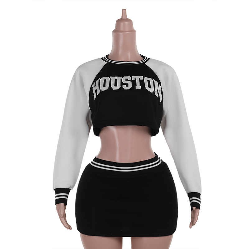 2025 Fall Winter New Women's Baseball Hoodie & Mini Skirt Set