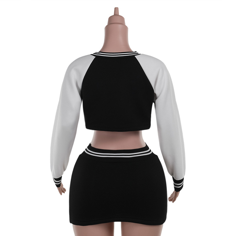 2025 Fall Winter New Women's Baseball Hoodie & Mini Skirt Set