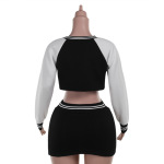 2025 Fall Winter New Women's Baseball Hoodie & Mini Skirt Set