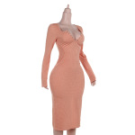 2025 Fall Winter New Women's Knit Jacquard V-Neck Long Sleeve Dress