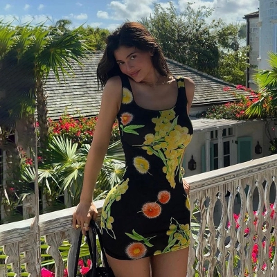 2025 Summer New Women's Kim K-Inspired Printed Slip Mini Dress 02