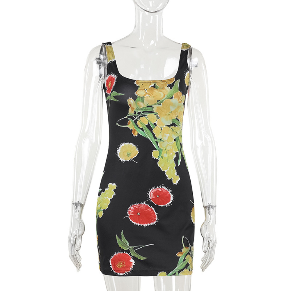 2025 Summer New Women's Kim K-Inspired Printed Slip Mini Dress
