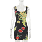 2025 Summer New Women's Kim K-Inspired Printed Slip Mini Dress