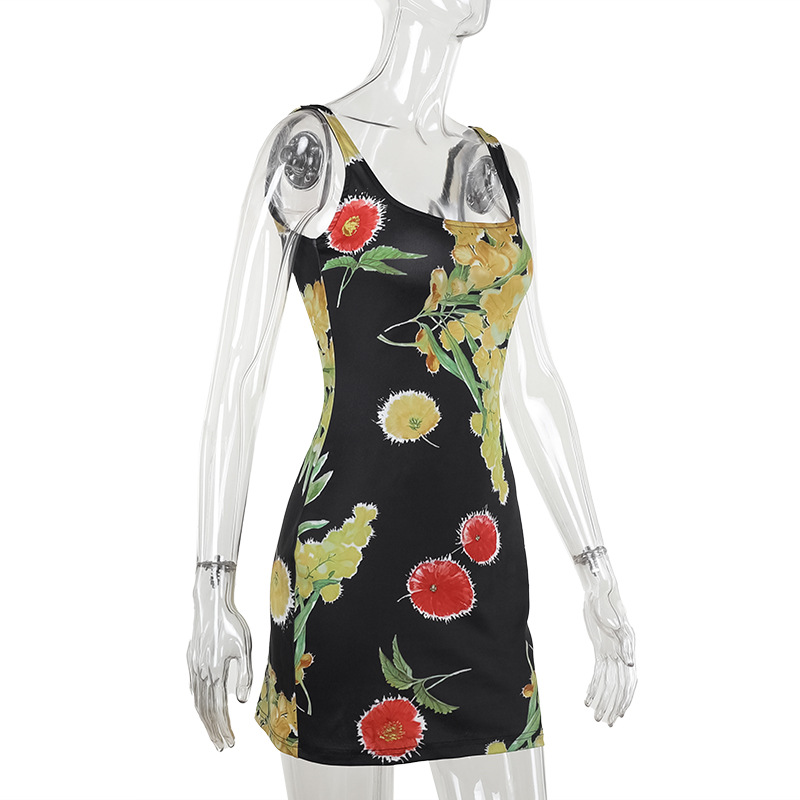2025 Summer New Women's Kim K-Inspired Printed Slip Mini Dress
