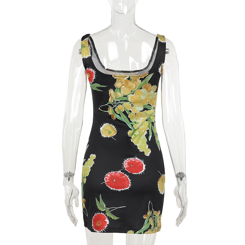2025 Summer New Women's Kim K-Inspired Printed Slip Mini Dress