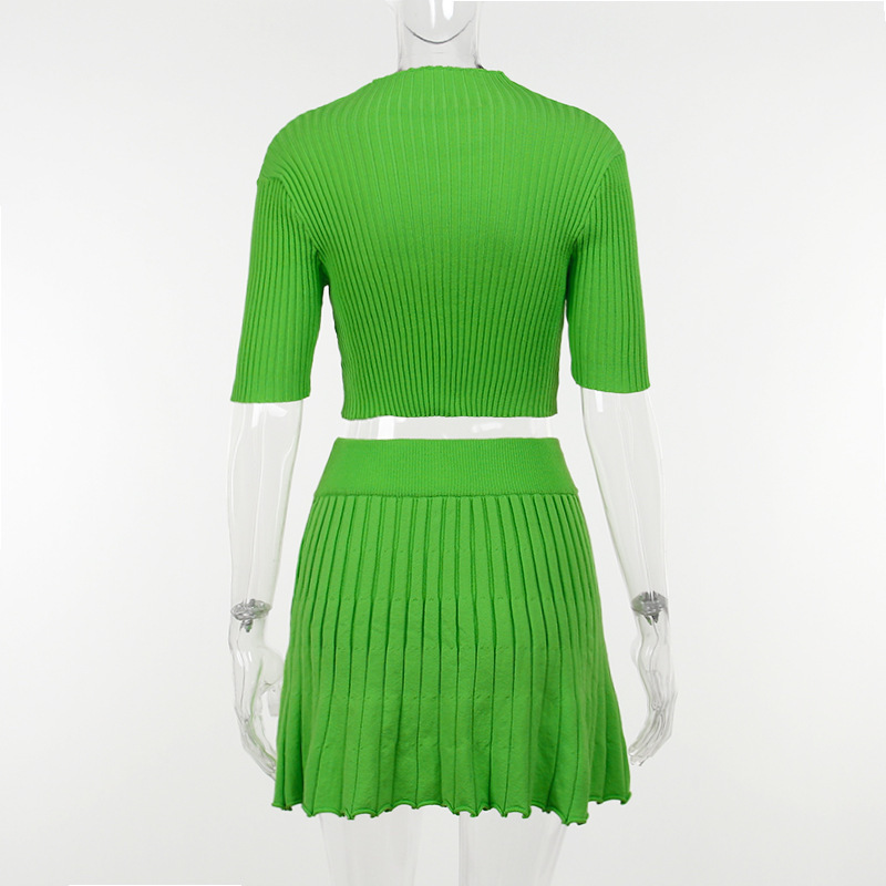 Ribbed Knit Crop Tank & Bodycon Mini Skirt Set