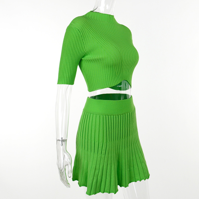 Ribbed Knit Crop Tank & Bodycon Mini Skirt Set