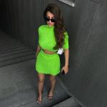 Ribbed Knit Crop Tank & Bodycon Mini Skirt Set