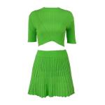 Ribbed Knit Crop Tank & Bodycon Mini Skirt Set