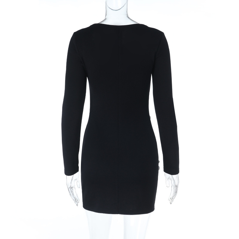  3D Floral Long Sleeve Bodycon Mini Dress