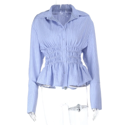 Streetwear Fashion Casual Mandarin Collar Striped Shirt 01