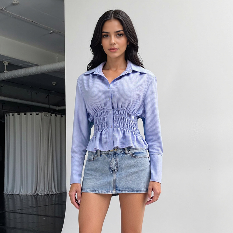 Streetwear Fashion Casual Mandarin Collar Striped Shirt