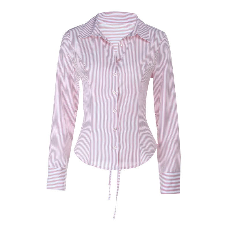 Slim Fit Tie-Waist Long Sleeve Shirt