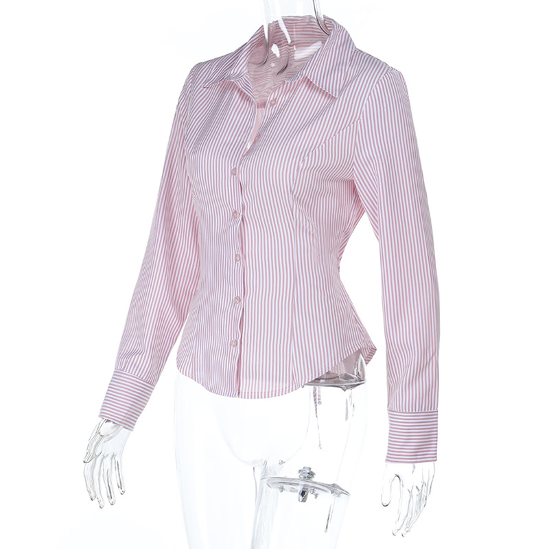 Slim Fit Tie-Waist Long Sleeve Shirt