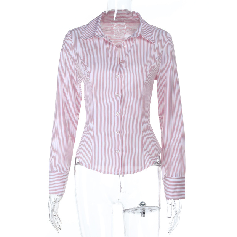 Slim Fit Tie-Waist Long Sleeve Shirt