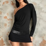 European Style Off-Shoulder Long Sleeve Bodycon Mini Dress