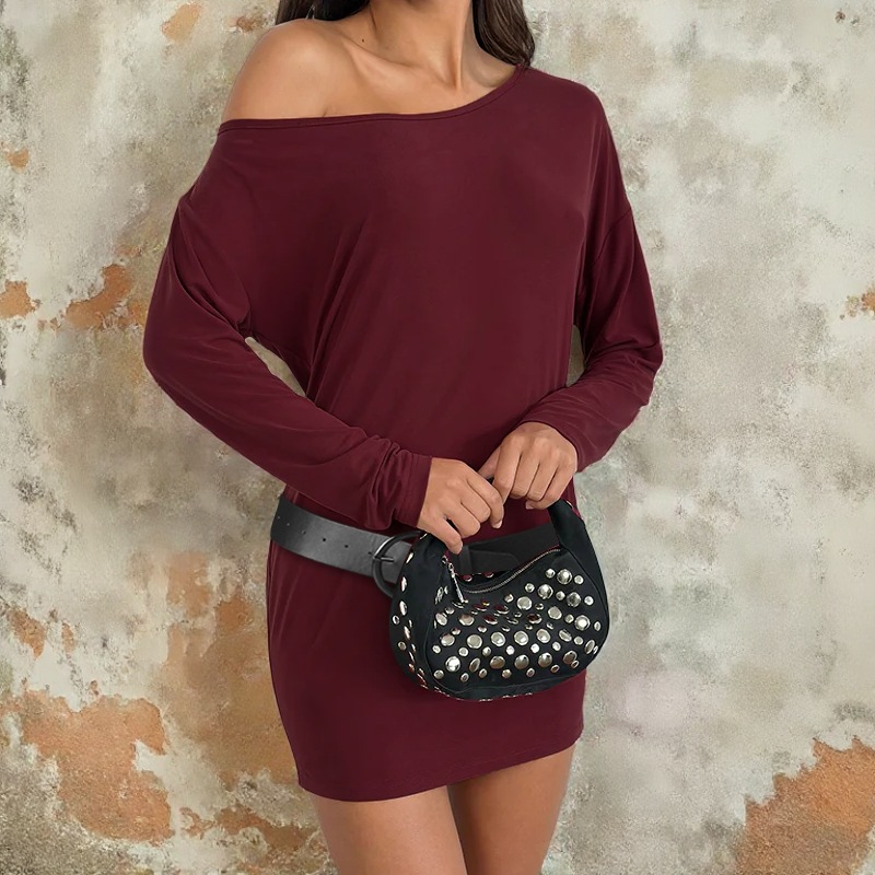 European Style Off-Shoulder Long Sleeve Bodycon Mini Dress