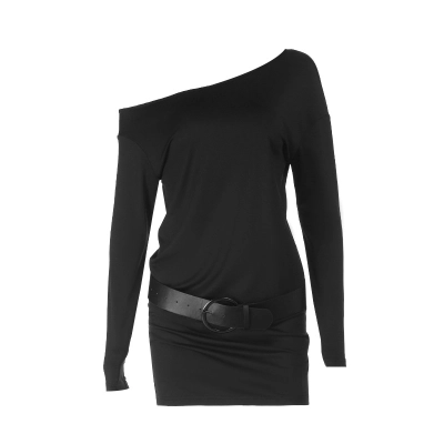 European Style Off-Shoulder Long Sleeve Bodycon Mini Dress 01