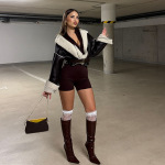 Leather Lapel Biker Cropped Jacket