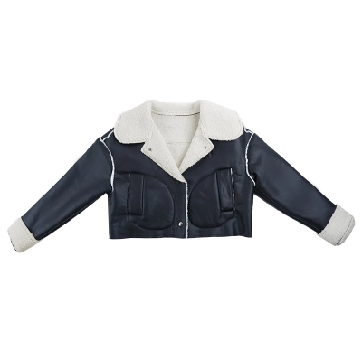 Leather Lapel Biker Cropped Jacket 01