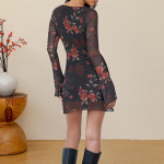 Sexy Floral Sheer Mesh Bodycon Dress