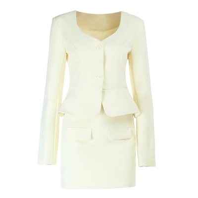  Elegant Blazer and Pencil Skirt Suit Set  01