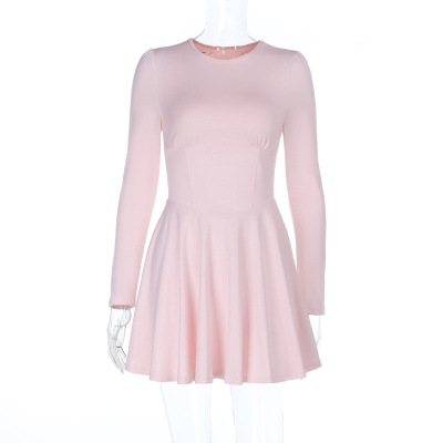 2025 New Women's Waist-Cinched Basic Long Sleeve Dress 01