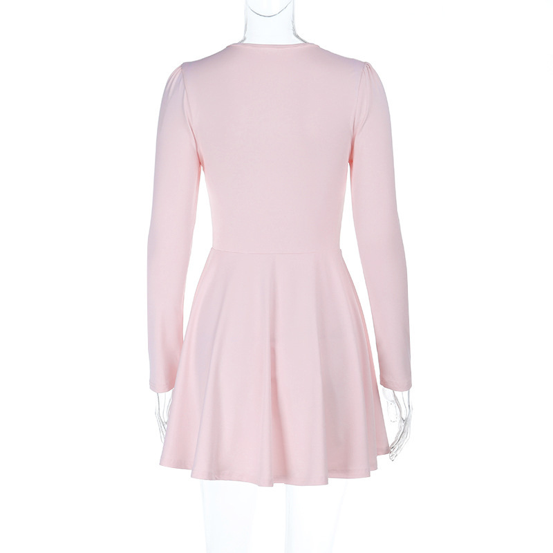 2025 New Women's Waist-Cinched Basic Long Sleeve Dress