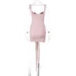 2025 Summer New Women's Lace Ribbon Backless Halter Mini Dress