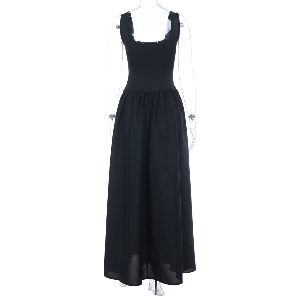 Knit Square Neck Vest A-Line Dress for Women 