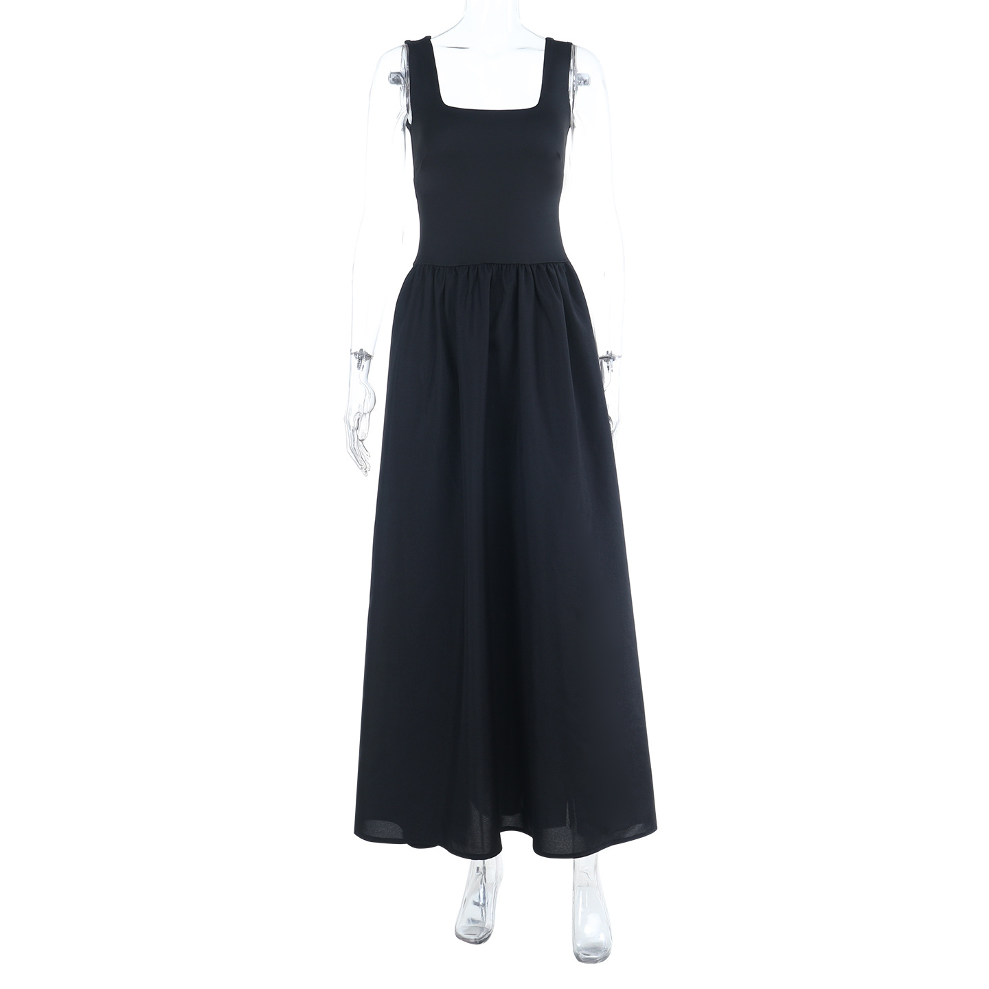 Knit Square Neck Vest A-Line Dress for Women 