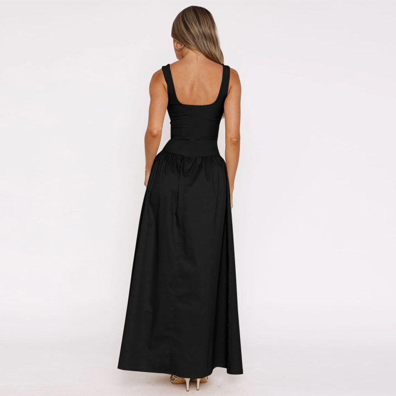 Knit Square Neck Vest A-Line Dress for Women 