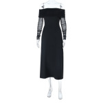 Off-the-Shoulder Sexy Backless Long Sleeve Black Dress 
