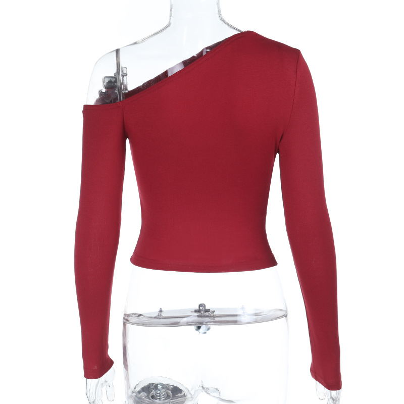 Vintage Burgundy Rose Print Off-Shoulder Crop Top