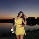 Off-Shoulder Cutout Lace-Up Bow Detail Dress