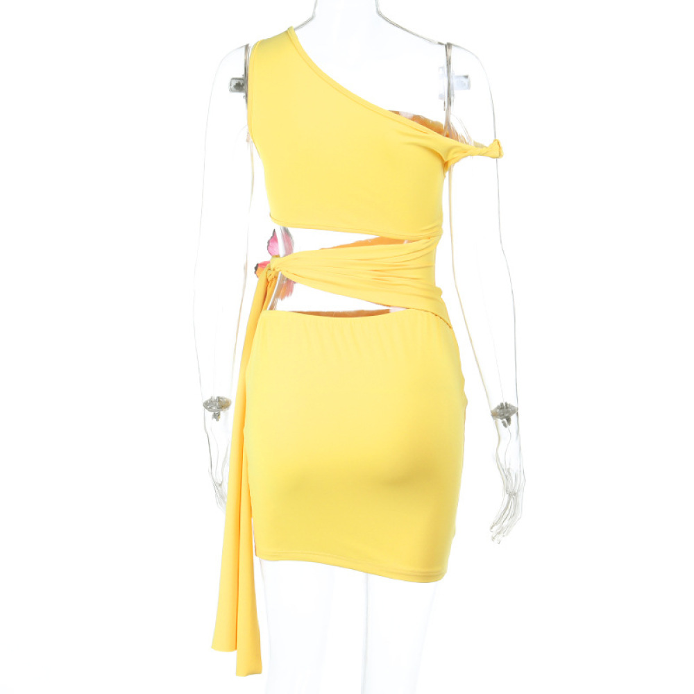 Off-Shoulder Cutout Lace-Up Bow Detail Dress