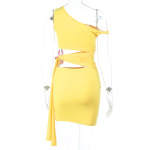 Off-Shoulder Cutout Lace-Up Bow Detail Dress