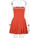 2025 Summer New Women's Letter Print Tube Top Tie Mini Dress