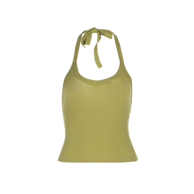 Sexy Halter V-Neck Solid Color Camisole  01