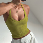 Sexy Halter V-Neck Solid Color Camisole 
