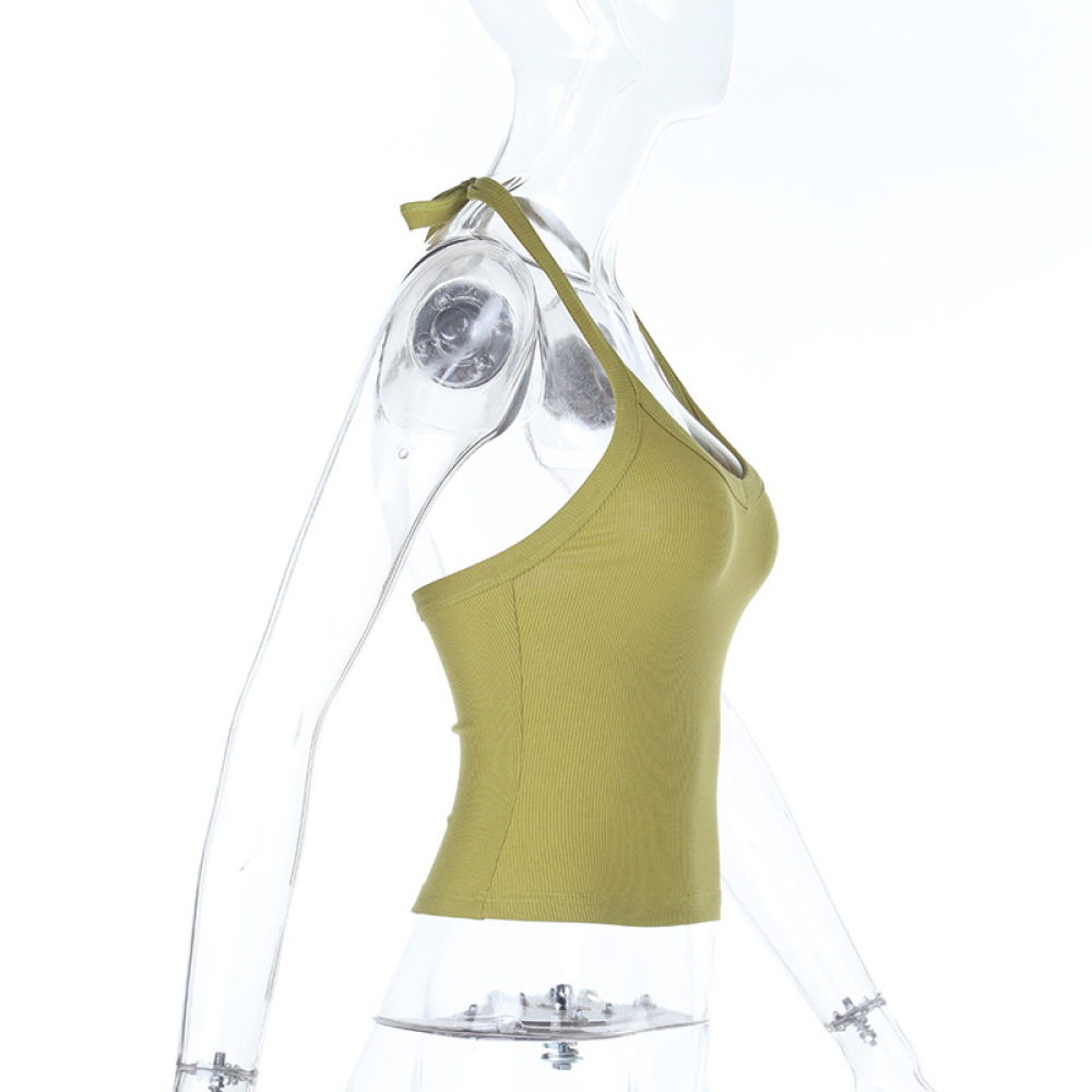 Sexy Halter V-Neck Solid Color Camisole 