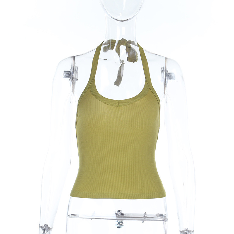 Sexy Halter V-Neck Solid Color Camisole 