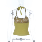 Sexy Halter V-Neck Solid Color Camisole 